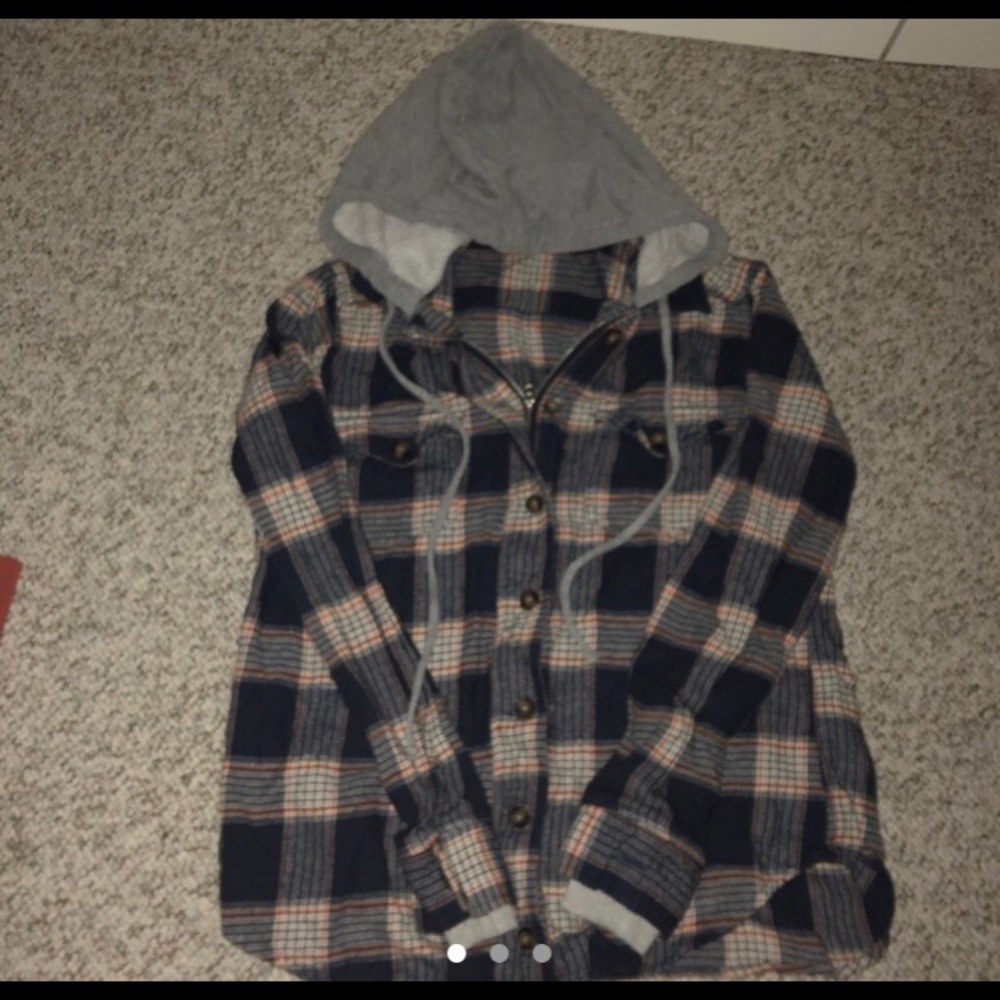 Hollister flannel with fleece and hood